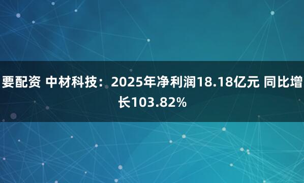 要配资 中材科技：2025年净利润18.18亿元 同比增长103.82%